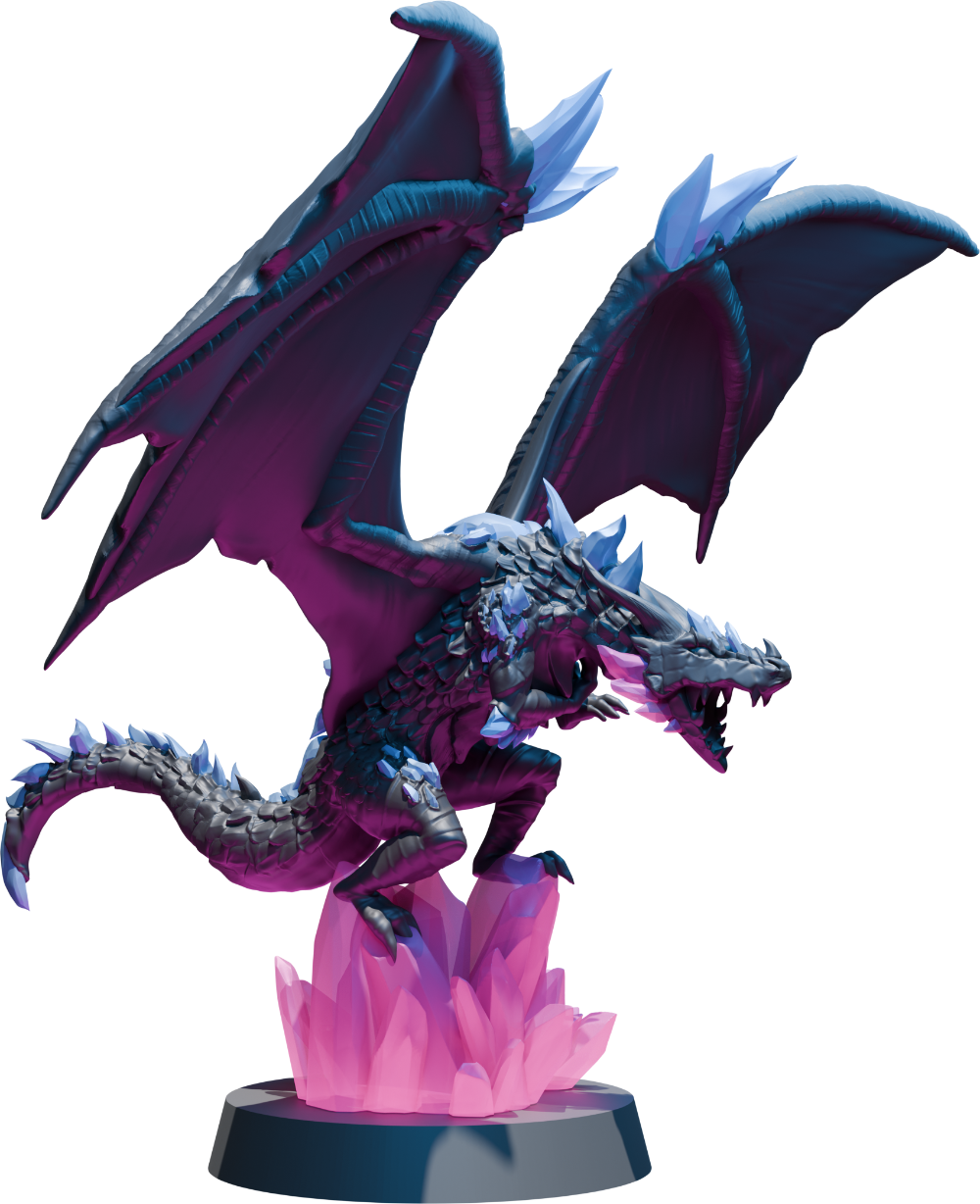 Ancient Crystal Dragon miniature, 100mm base